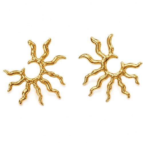 Sunburst studs shown flat on white, both earrings side by side